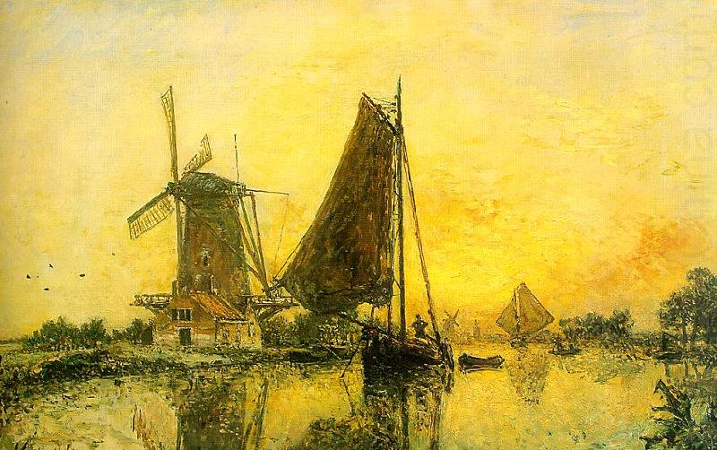 Johann Barthold Jongkind In Holland ; Boats near the Mill china oil painting image